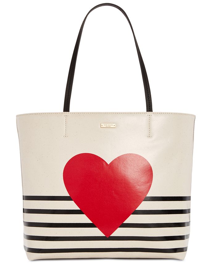 kate spade new york Yours Truly Heart Stripe Hallie Medium Tote - Macy's