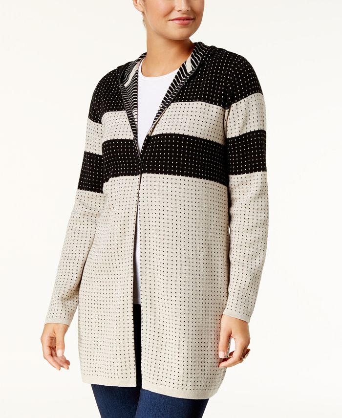 Style & Co Cotton Hooded Colorblocked Cardigan, Created for Macy's Macy's