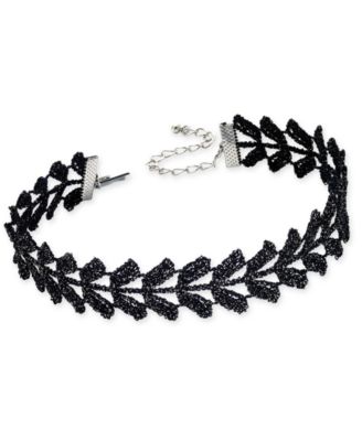 black fabric choker necklace