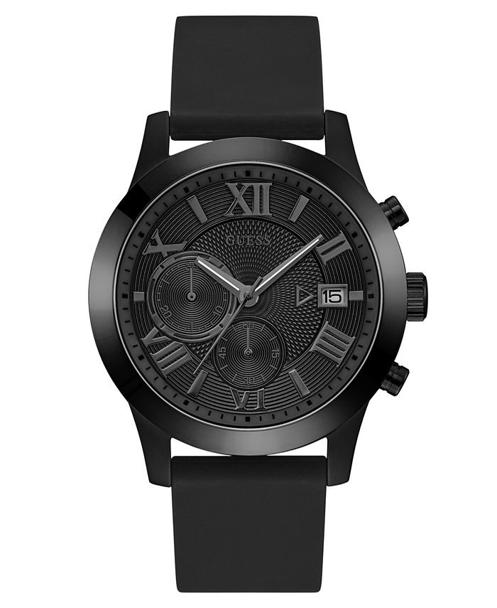 GUESS Men's Chronograph Black Silicone Strap Watch 45mm & Reviews - Macy's