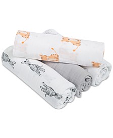 Baby Boys & Girls 4-Pk. Animal-Print Cotton Swaddle Blankets