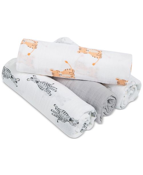 Aden By Aden Anais Baby Boys Girls 4 Pk Animal Print Cotton