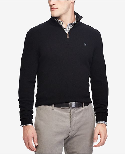 Polo Ralph Lauren Men's Half-Zip Wool and Cashmere Blend Sweater ...