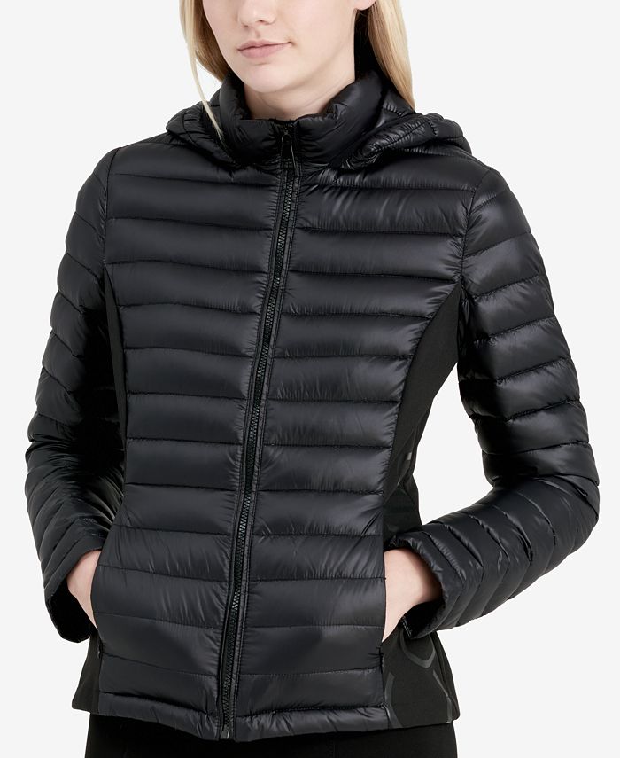 Calvin Klein Stretch-Side Puffer Coat - Macy's