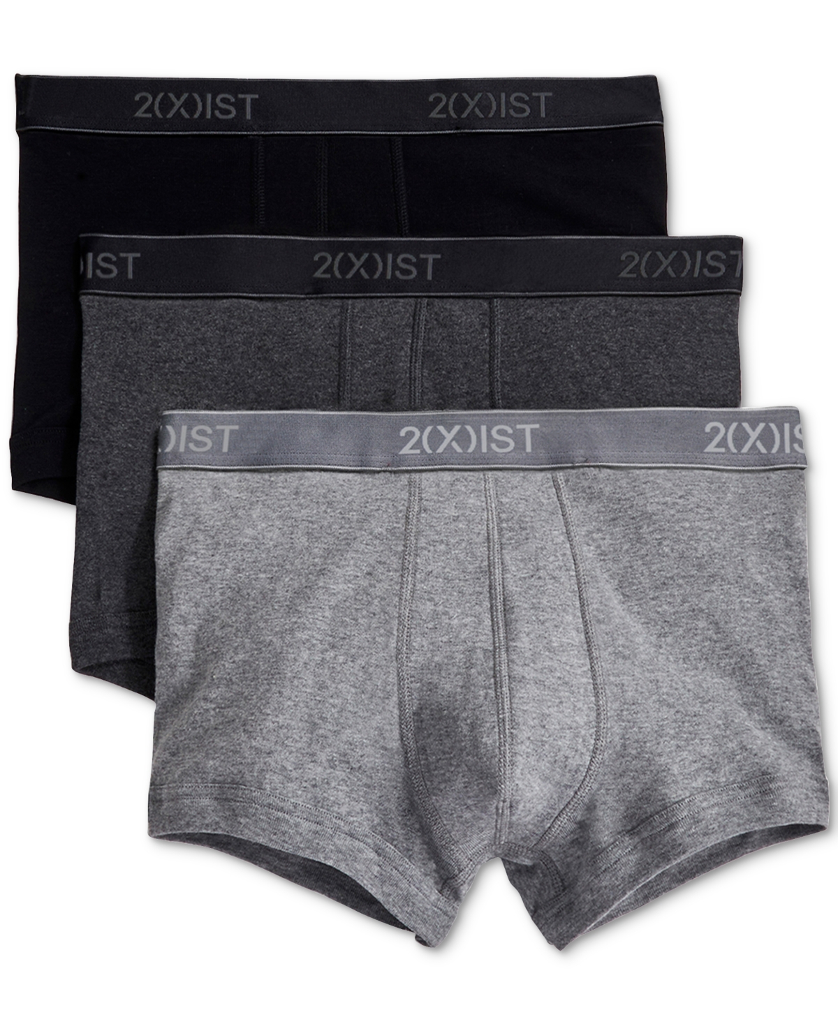 Shop 2(x)ist Men's Essential No-show Trunks 3-pack In Black,grey,charcoal