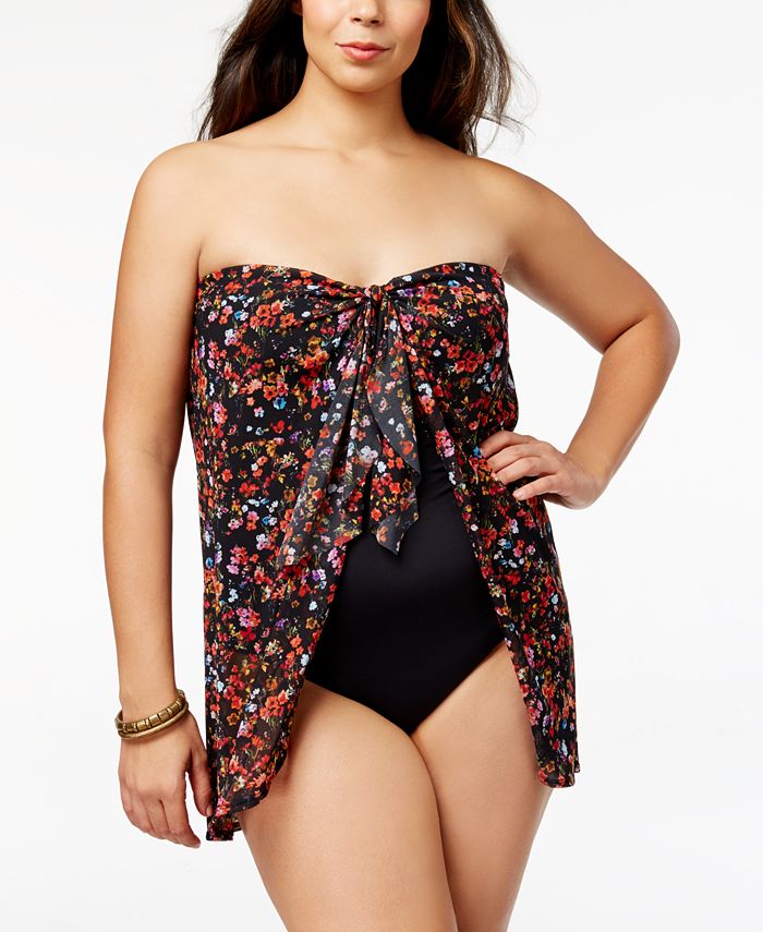 Lauren Ralph Lauren Plus Size Strapless Flyaway One-Piece Swimsuit - Macy's