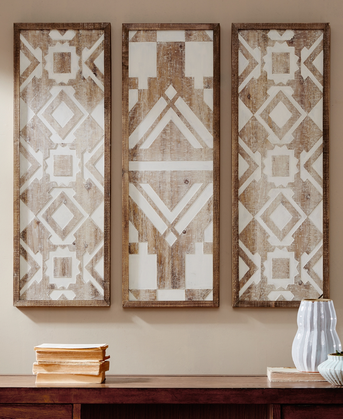 Madison Park Mandal Wood Wall Decor, Set of 3