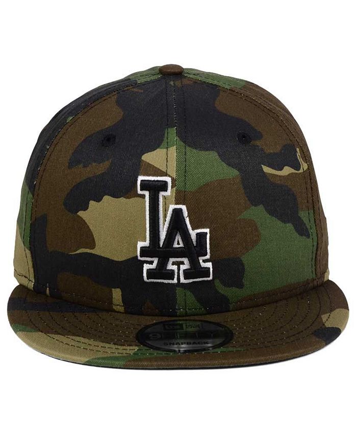 New Era Los Angeles Dodgers Woodland Black/White 9FIFTY Snapback Cap ...