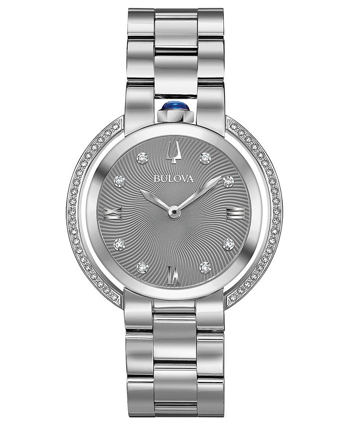 Bulova - Women's Rubaiyat Diamond (1/4 ct. t.w.) Stainless Steel Bracelet Watch 35mm