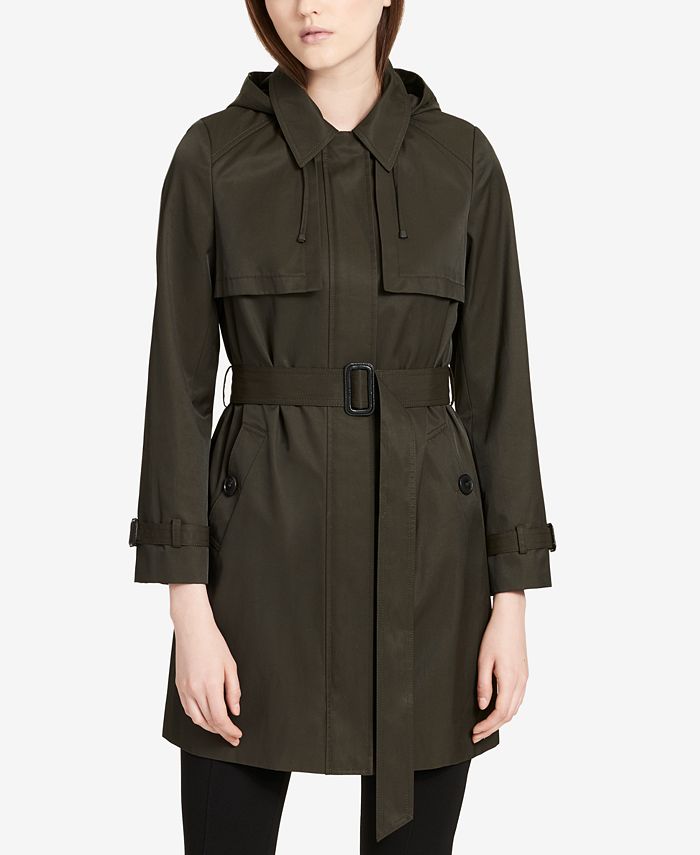 Calvin klein online hooded belted raincoat
