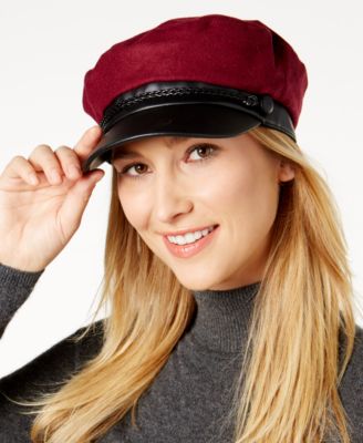 August Hats - Faux-Leather-Brim Cap