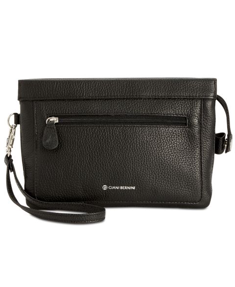 Женский кошелёк Giani Bernini Softy Leather Crossbody Wallet, цвет: Чёрный / Серебряный