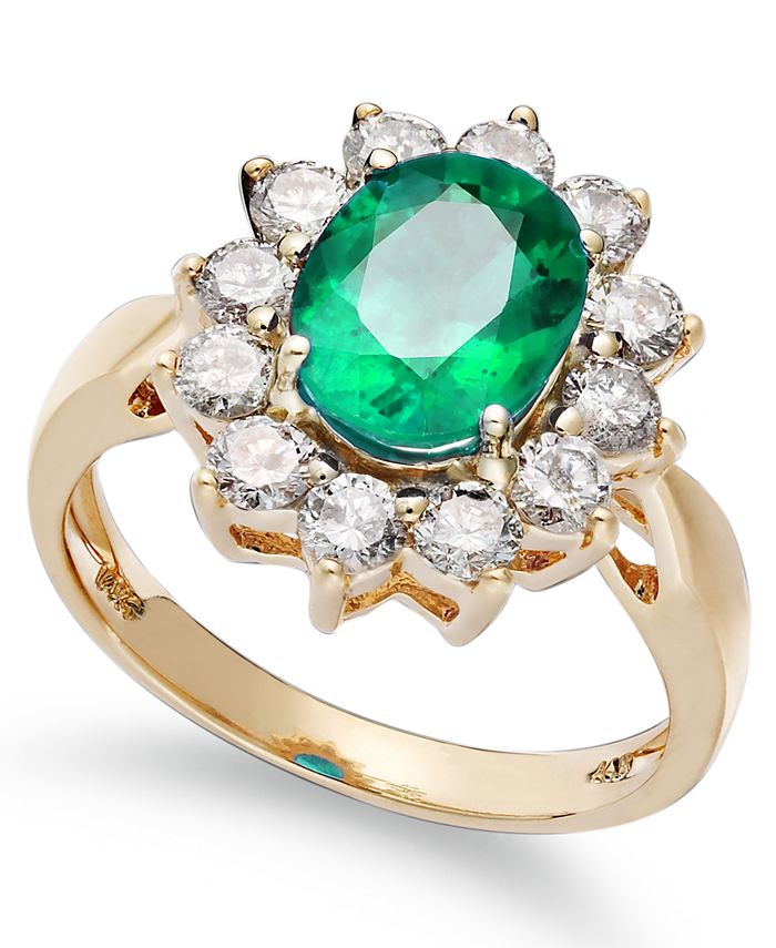 Macy's 14k Gold Ring, Emerald (13/4 ct. t.w.) and Diamond (1 ct. t.w