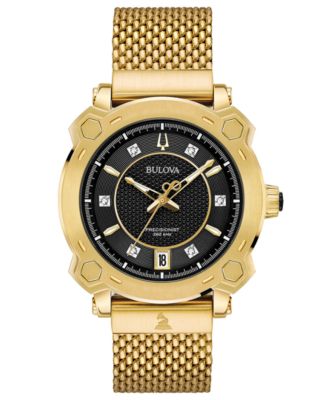 Bulova - Women's Precisionist GRAMMY&reg; Diamond-Accent Gold-Tone Stainless Steel Bracelet Watch 38mm