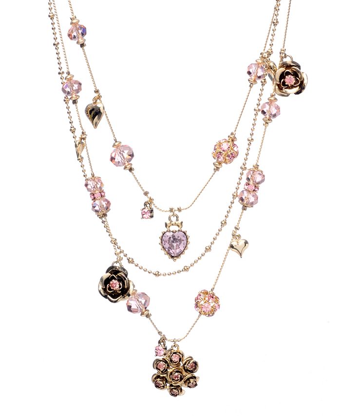 Betsey Johnson Pink Crystal Illusion Necklace - Macy's