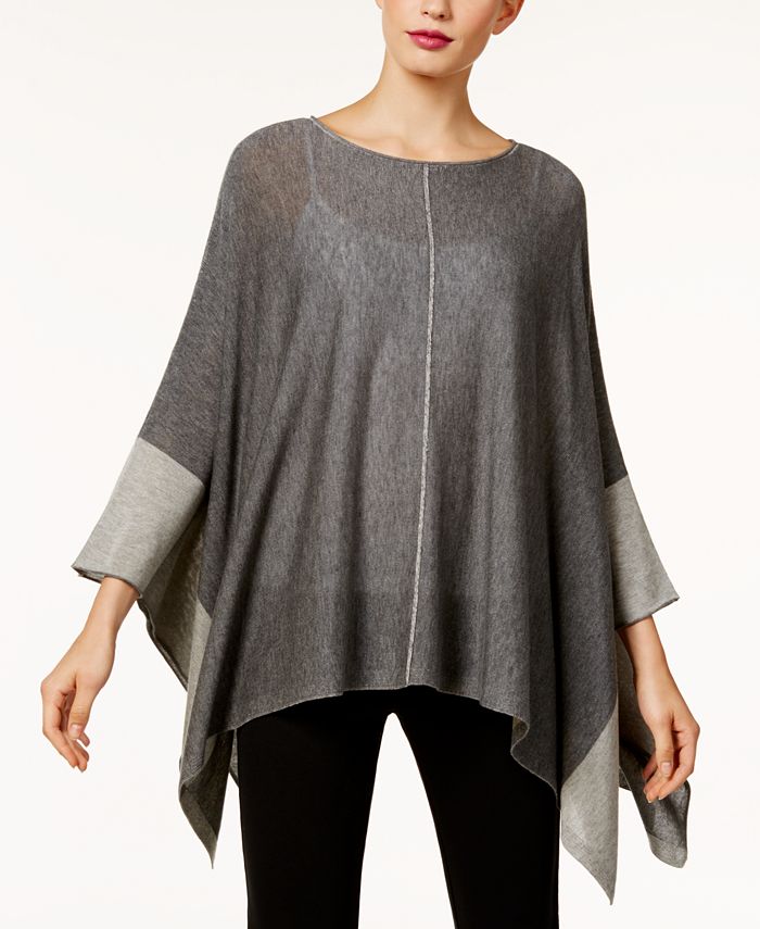 Eileen Fisher Tencel® Colorblocked Poncho Sweater, Created for Macy's ...