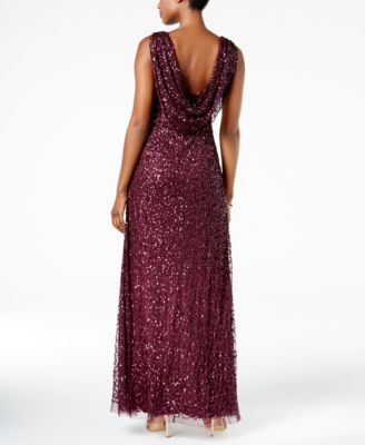 Adrianna Papell Cowl-Back Sequined Gown