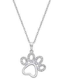 Diamond Pawprint Pendant Necklace (1/10 ct. t.w.) in Sterling Silver