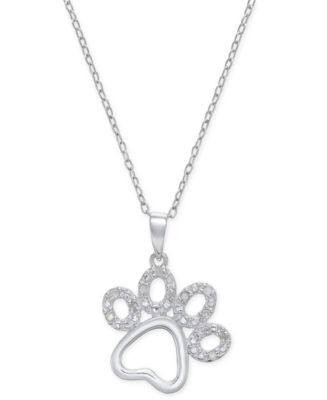 Diamond Pawprint Pendant Necklace (1/10 ct. t.w.) in Sterling Silver ...