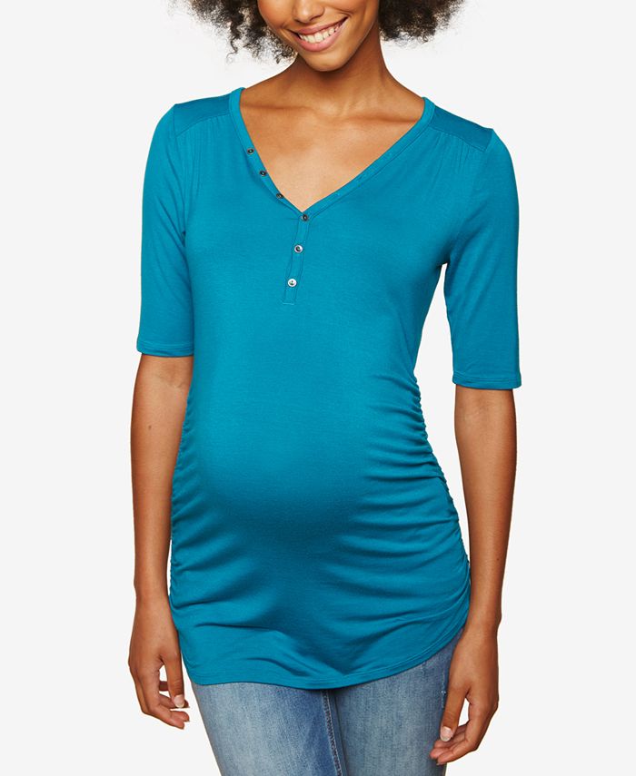 Motherhood Maternity Ruched Henley Shirt Macy's