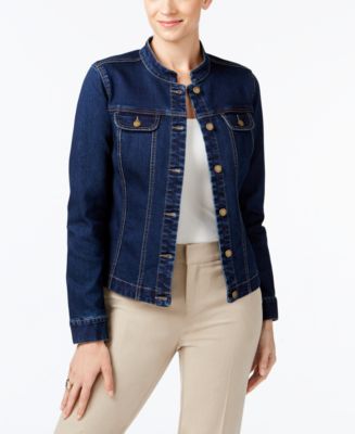 Charter Club Mandarin-Collar Denim Jacket, Created for Macy's - Jackets ...