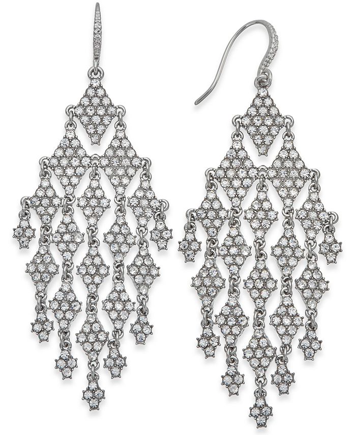 Inc International Concepts Silver Tone, Diamond Chandelier Earrings Macys