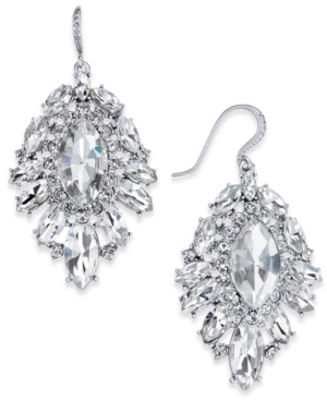 image of Charter Club Silver-Tone Crystal Cluster Drop Earrings, Created for Macy-s