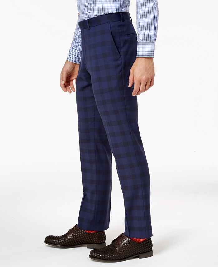 Nick Graham Men's Slim-Fit Stretch Dark Blue Large Glen Plaid Suit - Macy's