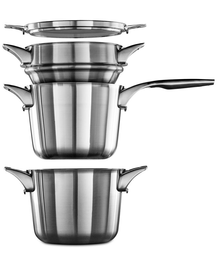 Calphalon Premier Space Saving Stainless Steel 4.5qt Sauce Pan with Double  Boiler 