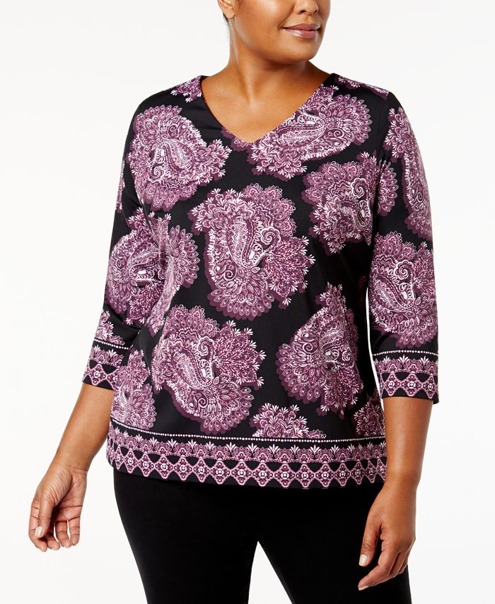Charter Club Plus Size Printed Top, Created for Macy's - Macy's