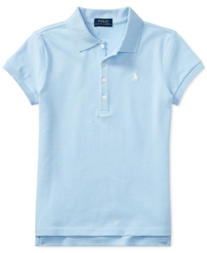 Shop Polo Ralph Lauren Big Girls Stretch Cotton Mesh Polo Shirt In Elite Blue