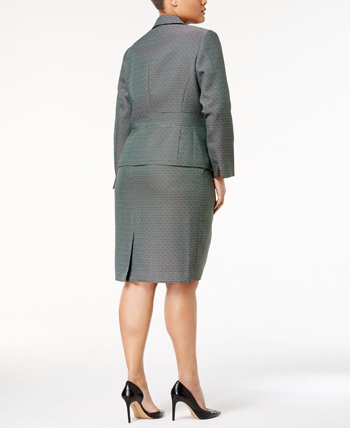 Le Suit Plus Size Three-Button Tweed Skirt Suit - Macy's