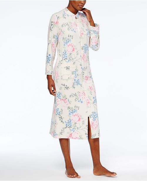 Miss Elaine Printed Brushed Fleece Zip Front Robe Reviews Bras Panties Lingerie Women Macy S