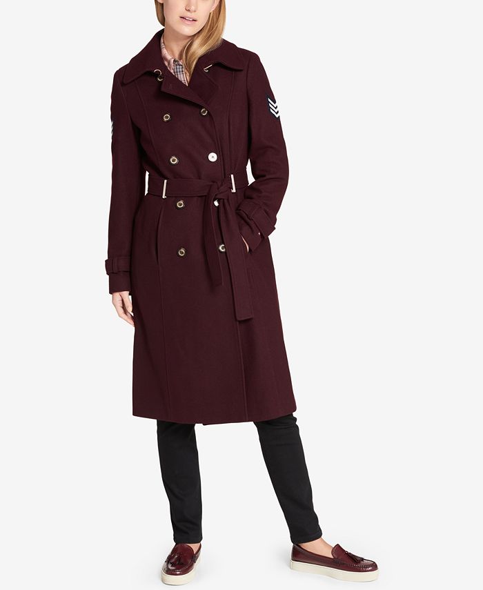 Tommy Hilfiger Military Wool-Blend Belted Trench Coat & Reviews - Coats ...