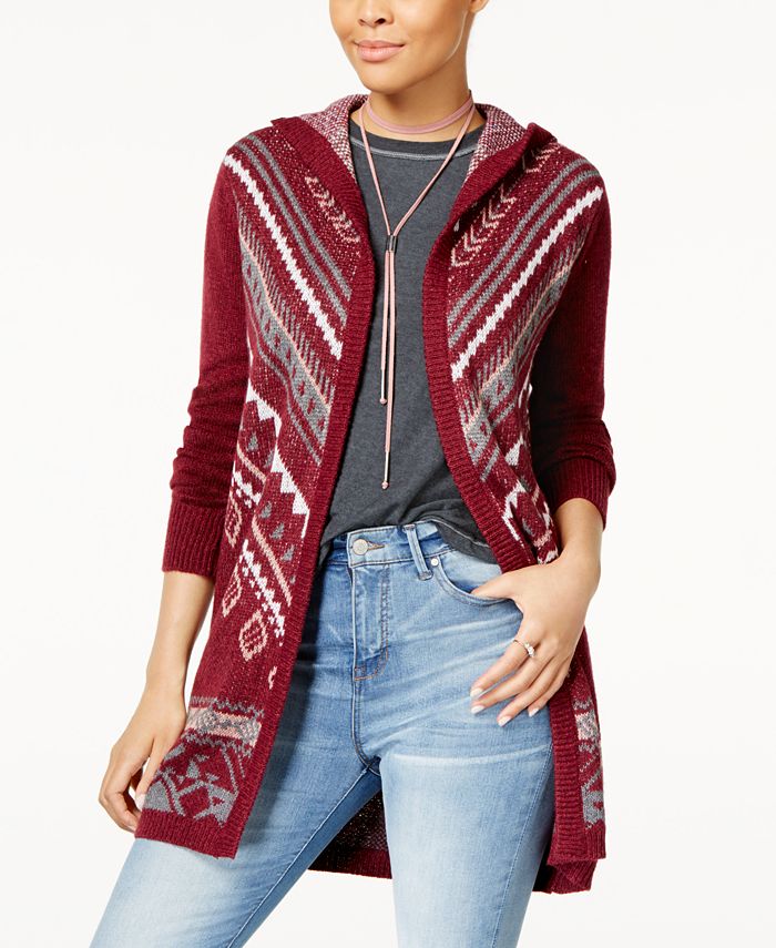 Hippe Rose Juniors Long Hooded Cardigan Sweater