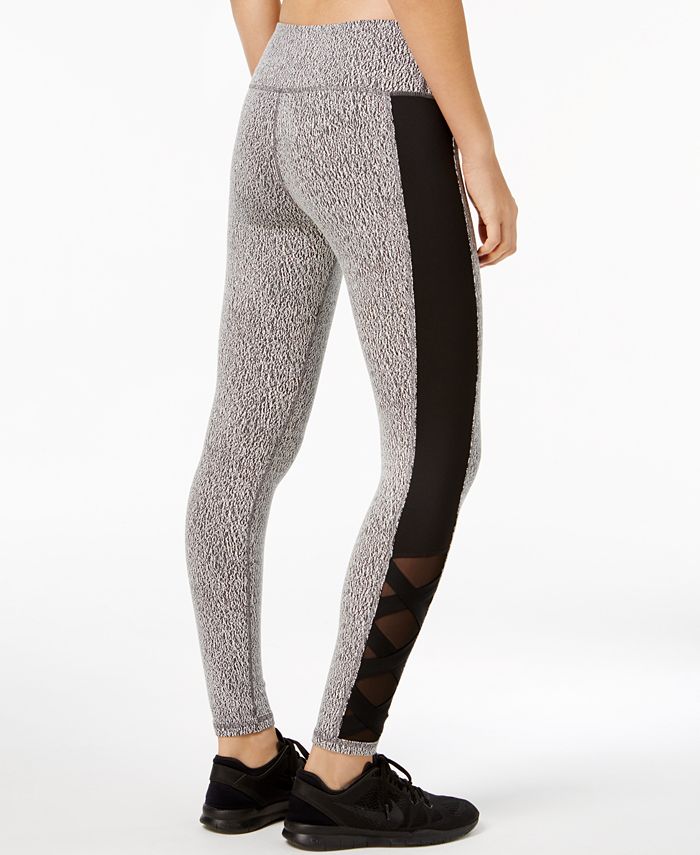 Ideology Heathered Mesh-Trimmed Ankle Leggings, Created for Macy's - Macy's