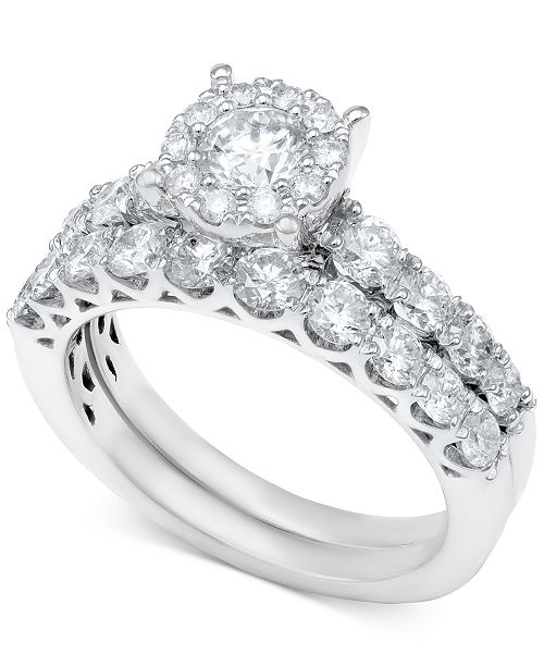 Macy S Diamond Bridal Ring Set In 14k White Gold Or Gold 2 Ct T W