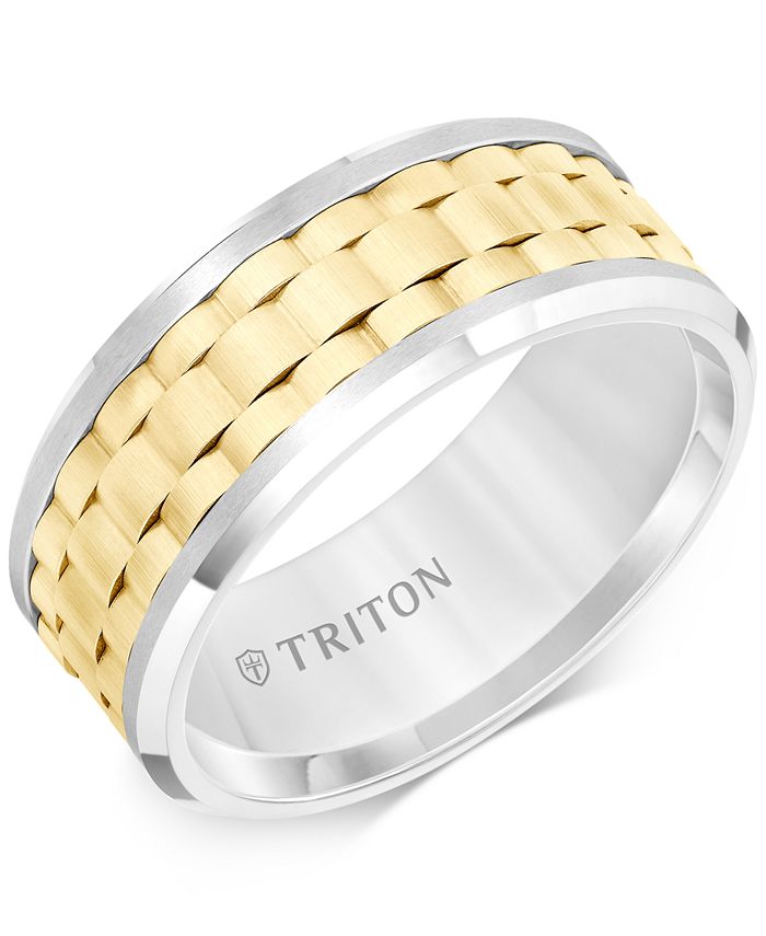 Triton Two-Tone Comfort Fit Band in Tungsten Carbide - Macy's