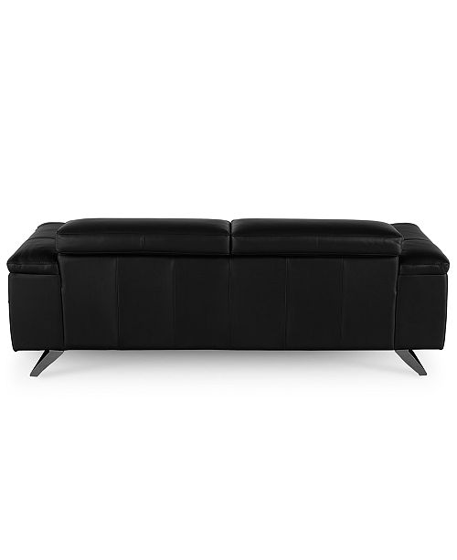 Furniture Trivoly 90" Leather Sofa with Articulating Headrest, Created