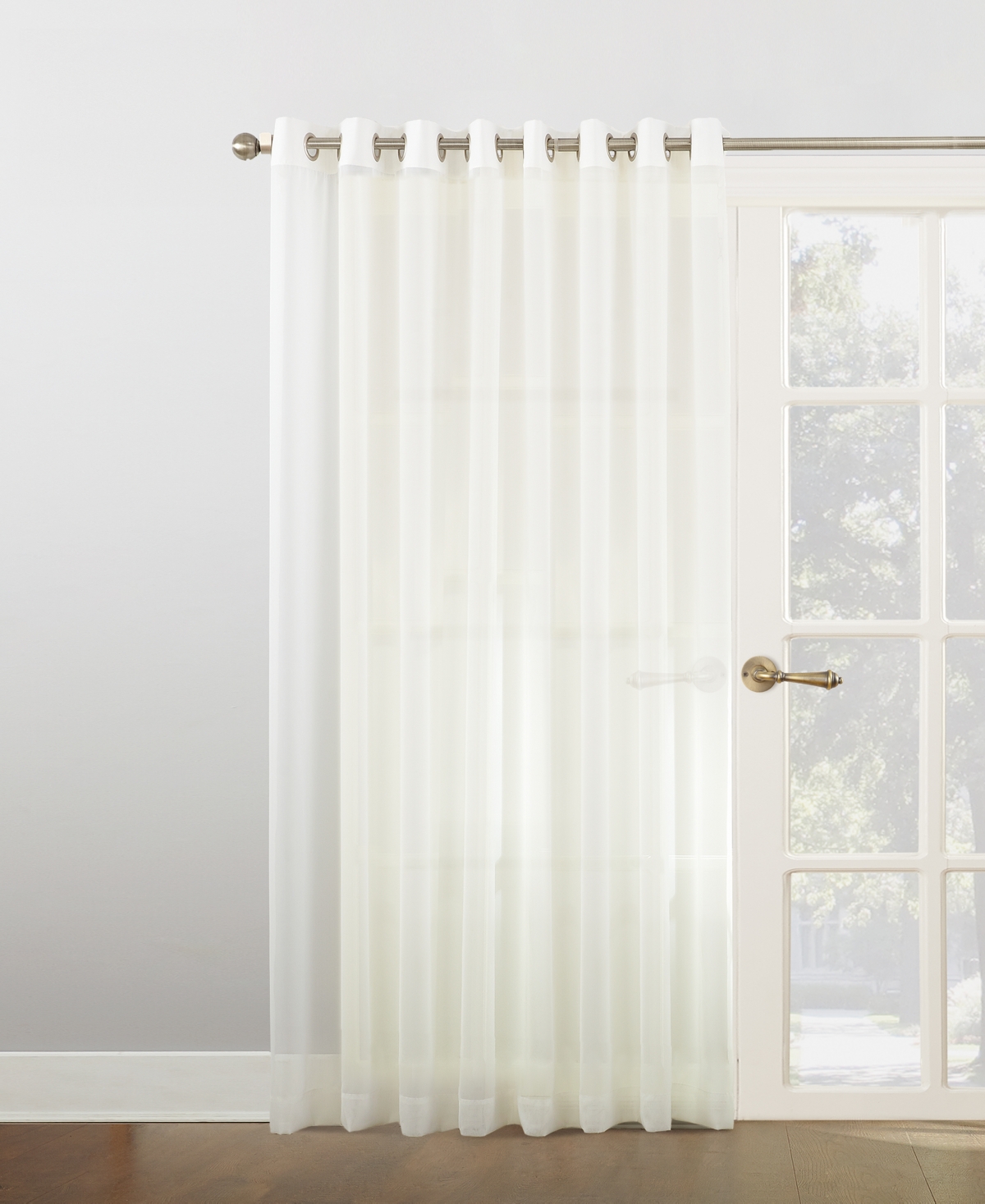 Sheer Voile Grommet Sliding Patio Door Curtain Panel - White