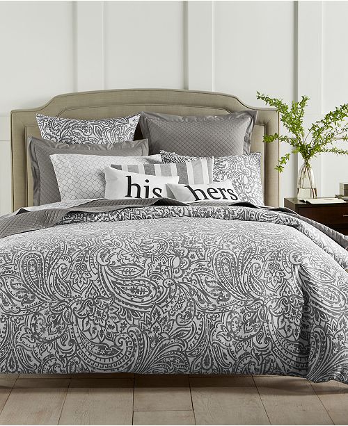 Charter Club Last Act Stone Paisley Cotton 300 Thread Count 3 Pc