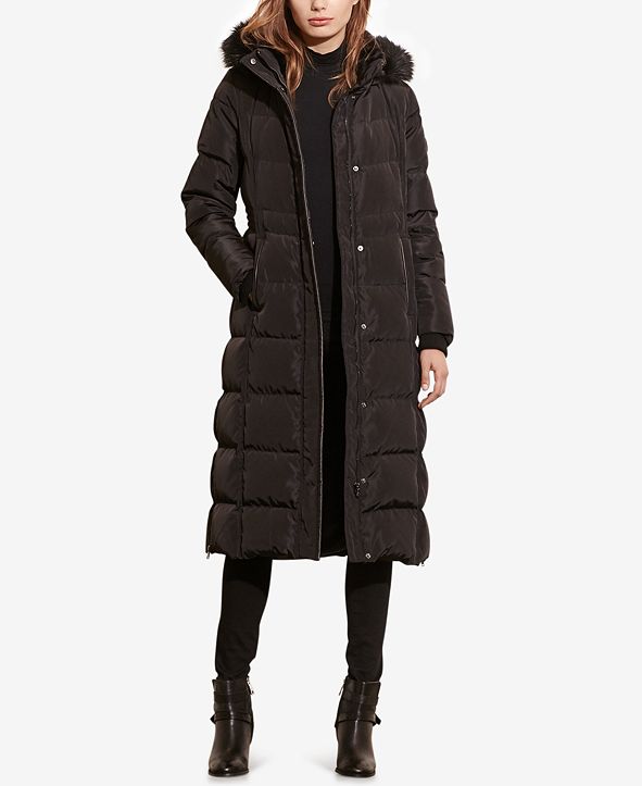 Lauren Ralph Lauren Faux-Fur Quilted Puffer Maxi Down Coat ...