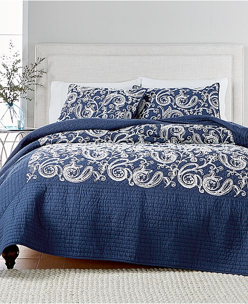 Martha Stewart Collection Closeout Paisley Vine Cotton Crewelwork Full Queen Quilt Created For Macy S Reviews Quilts Bedspreads Bed Bath Macy S