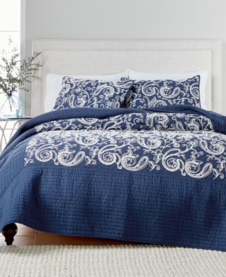 Martha Stewart Collection Paisley Vine Cotton Quilt and Sham Collection ...