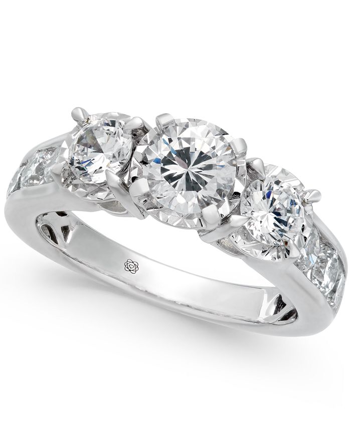 Macy's Diamond Trinity Engagement Ring (2 ct. t.w.) in 14k White Gold ...