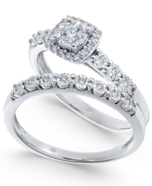 image of Diamond Halo Bridal Set (1/4 ct. t.w.) in 14k White Gold