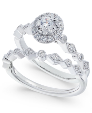image of Diamond Halo Bridal Set (3/8 ct. t.w.) in 14k White Gold