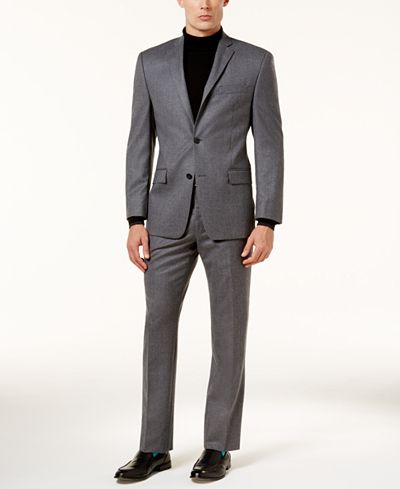 Michael Kors Men's Classic-Fit Light Gray Heathered Flannel Suit ...