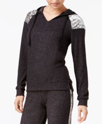 Hippie Rose - Juniors' Velvet-Trim Hoodie