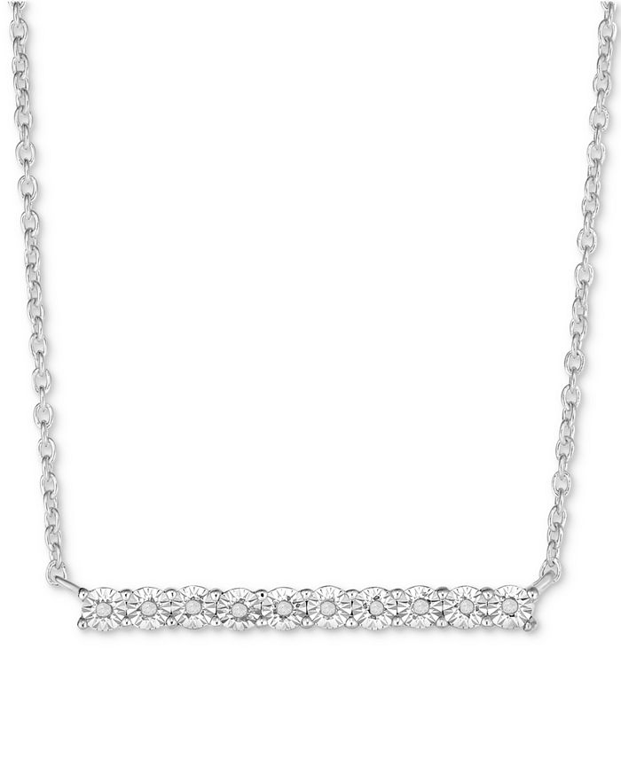 Diamond Miracle Plate Bar 18-1/8 Pendant Necklace (1/10 ct. t.w.) in 14k Gold-Plated Sterling Silver, Rose or Yellow Gold